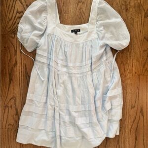 J. Crew Pale Blue Puff Sleeve Babydoll Tunic